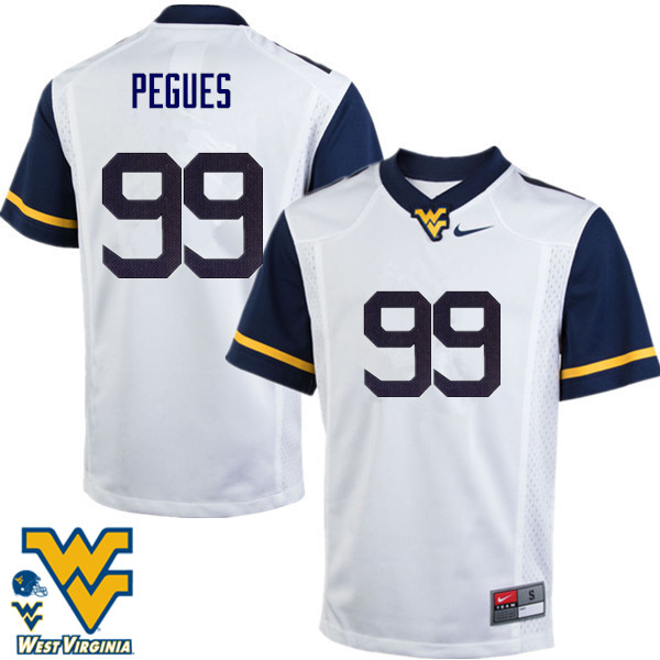NCAA Men's Xavier Pegues West Virginia Mountaineers White #99 Nike Stitched Football College Authentic Jersey FR23Z32NN